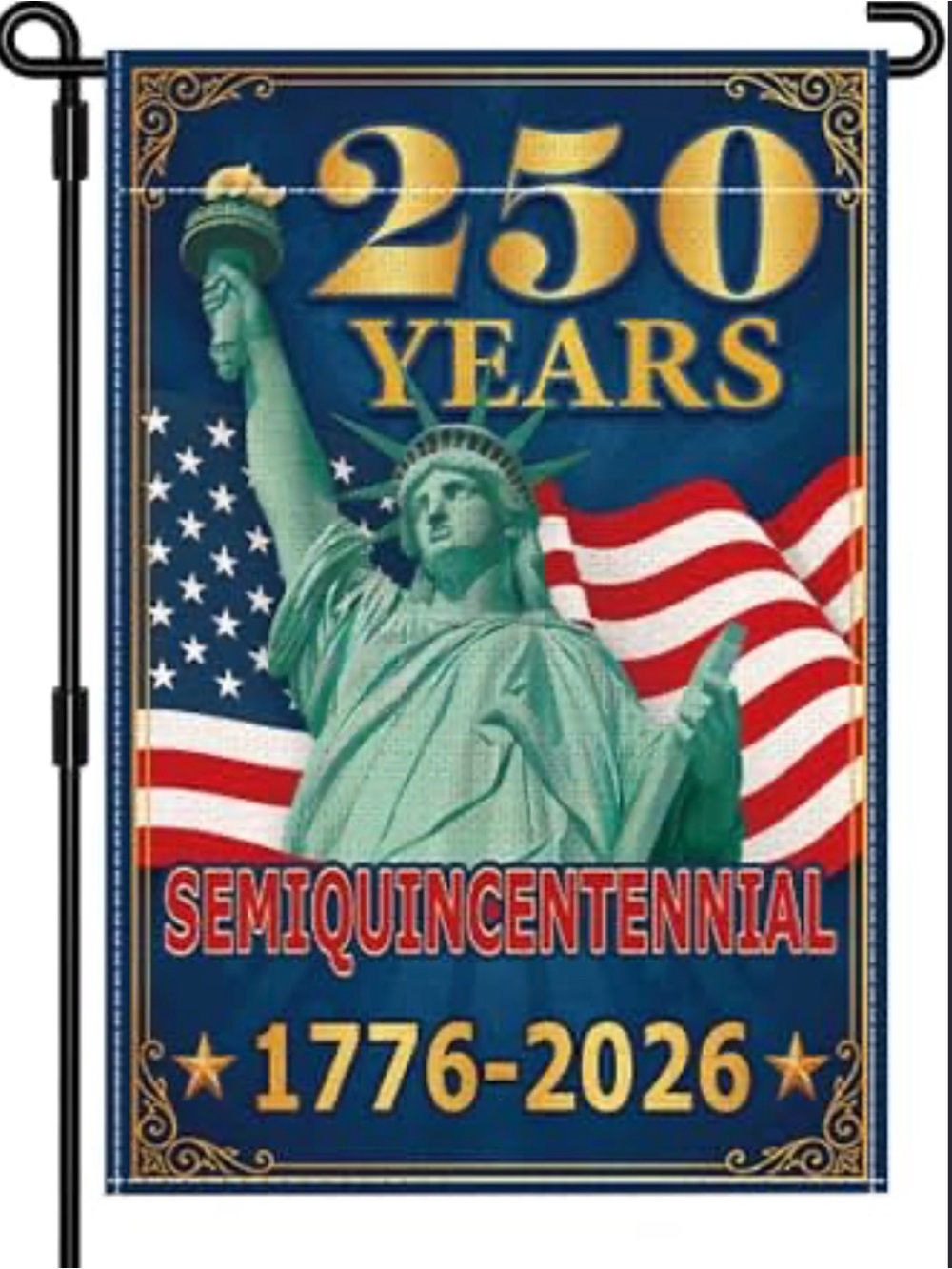 12 packs of Patriotic Statue of Liberty 250 Years Garden Flag - Blue/Green